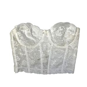 Vintage JC Penney White Lace Bustier Cropped Corset 38B